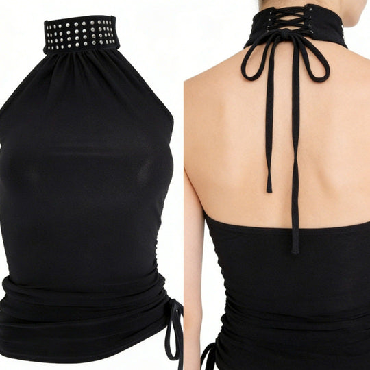 Damen Hochgeschlossenes Top mit Rüschendetails EB