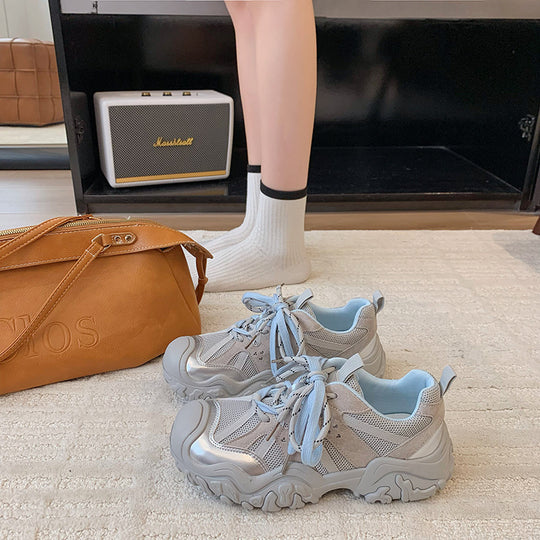 Damen Freizeit Sneakers mit atmungsaktiver Mesh-Oberfläche und robuster Gummisohle EB