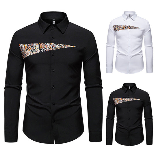 Herren Langarmhemd mit kreativem Paisley-Design EB