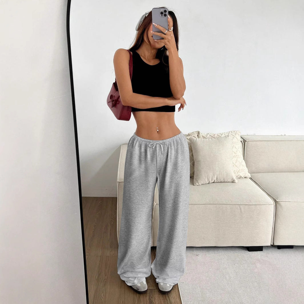 Damen lässiges Cropped-Oberteil und weite Hose Set EB