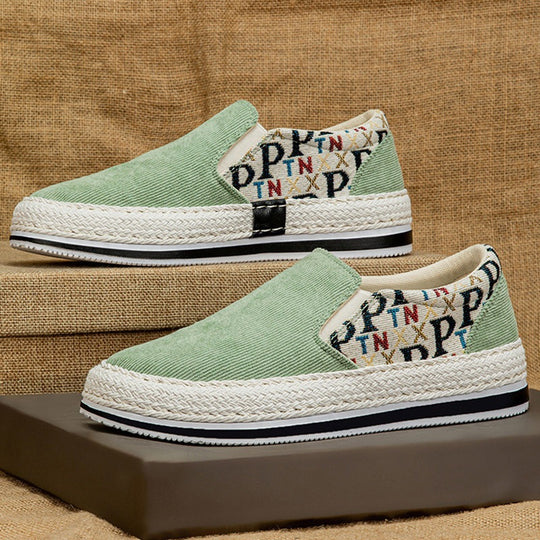 Damen Espadrilles-Slipper mit elastischem Einschlupf und modischem Textil-Obermaterial EB