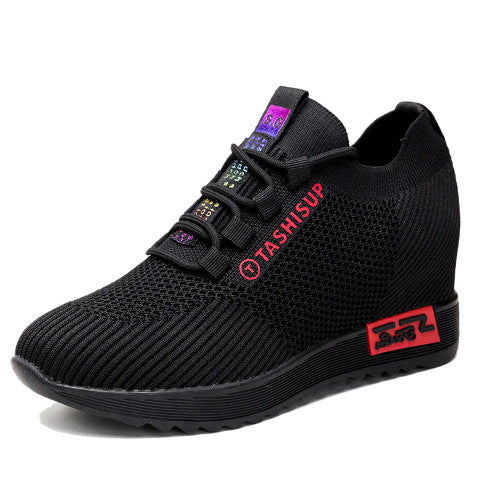 Damen Hochschnitt Sneakers mit atmungsaktiver Mesh-Oberfläche und komfortabler Wedge-Sohle EB