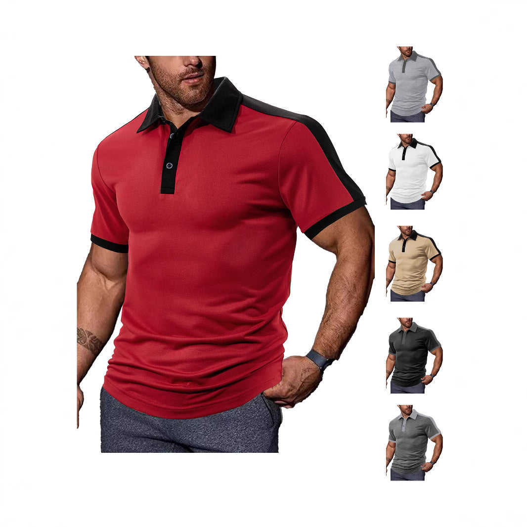 Herren nan figurnahes Kontrast-Poloshirt mit Schulterpasse und Hemdkragen EB