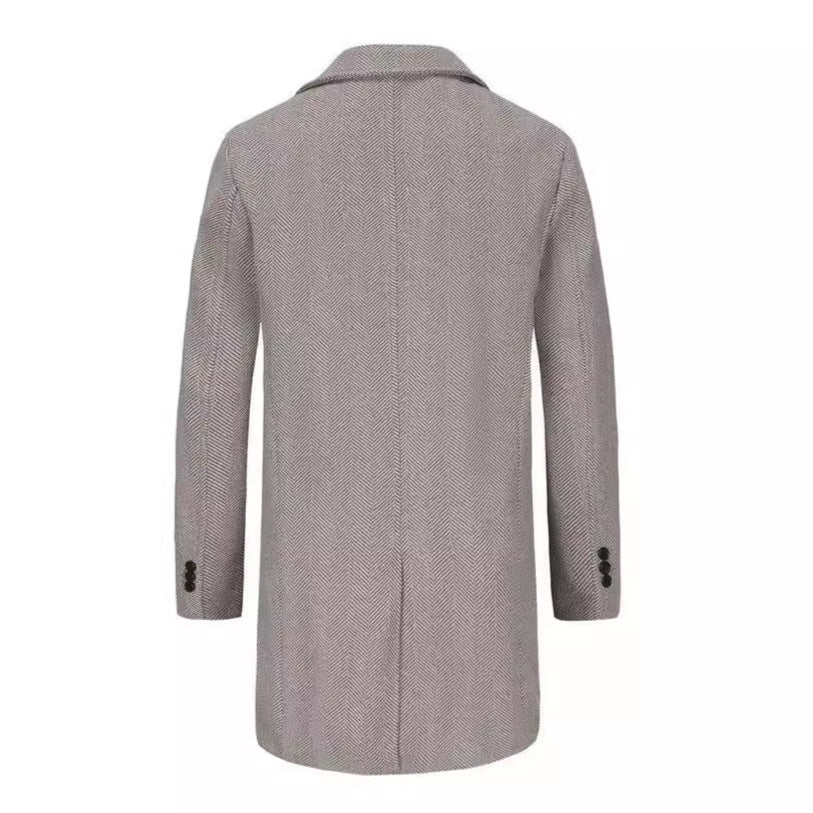 Herren zeitloser Dufflecoat mit elegantem Hahnentrittmuster EB