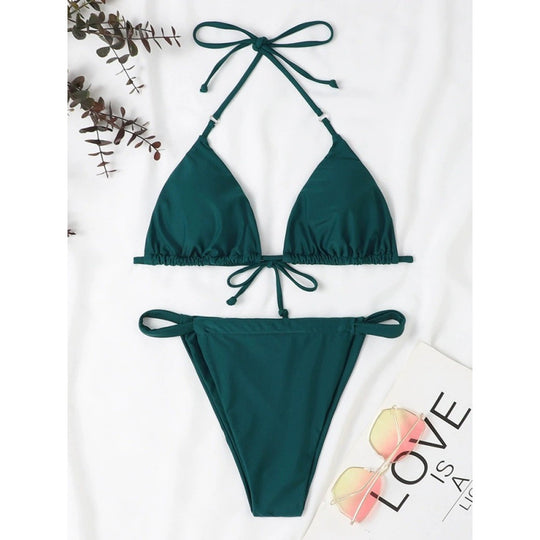 Damen Triangel-Bikini mit verstellbaren Bindebändern und elastischem Bund EB