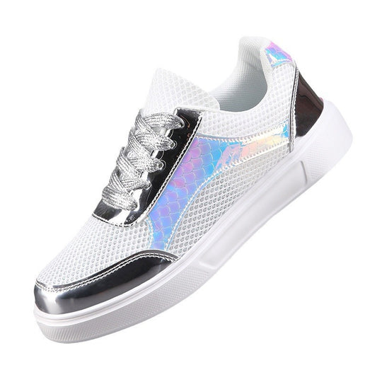 Damen Sportliche Sneakers mit modernem Glitzer-Design und atmungsaktiver Mesh-Oberfläche EB