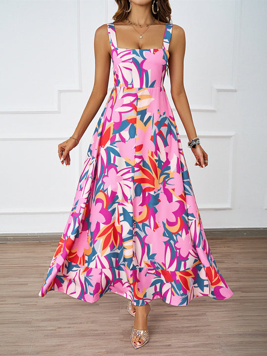 Damen Maxikleid mit modernem Blumendesign und schmeichelnder Silhouette EB
