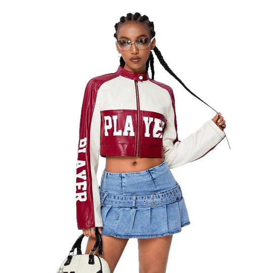 Damen cropped Jacke mit sportiven Akzenten EB