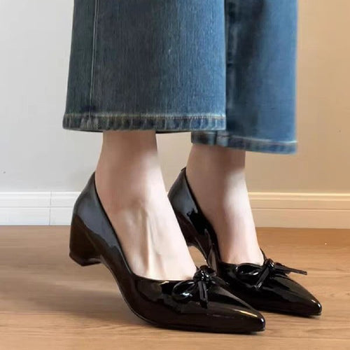 Damen elegante Pumps mit modischem Schleifenakzent EB