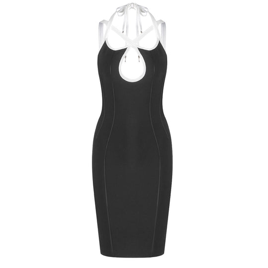 Damen figurbetontes Abendkleid mit innovativem Rückenausschnitt und raffinierten Trägerdetails EB