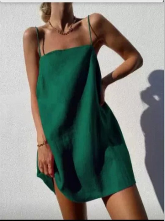 Damen lässiges Trägerkleid aus leichtem Material EB