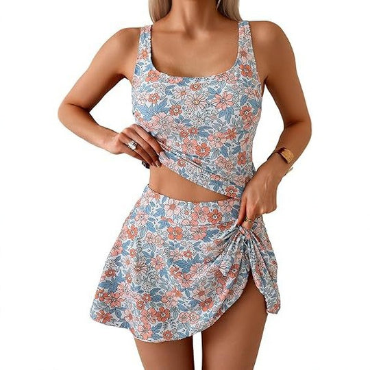 Damen Sportliches Tankini-Set mit schmeichelndem Rock EB