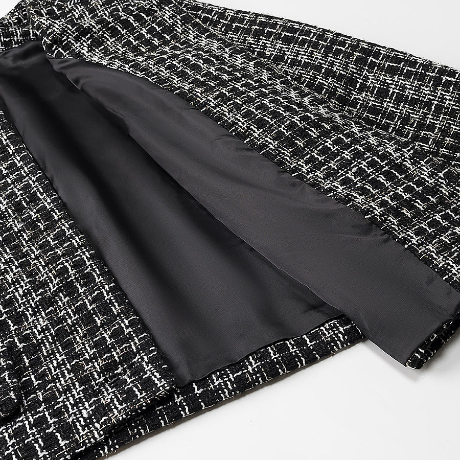 Damen elegante Kurzjacke im modischen Tweed-Stil mit goldenen Knopfdetails EB