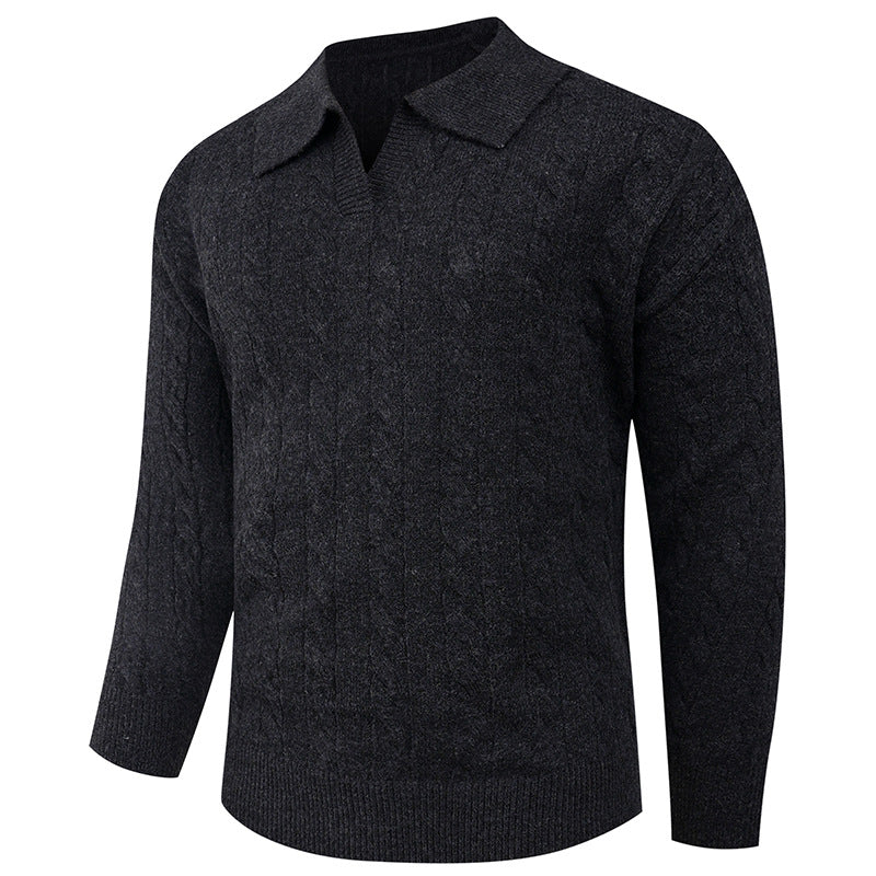 Herren eleganter Strickpullover mit modernem Zopfmuster EB