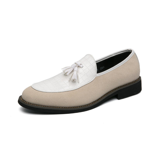 Herren eleganter Quasten-Loafer mit kroko-geprägtem Lederblatt und weichem Veloursaußenmaterial EB