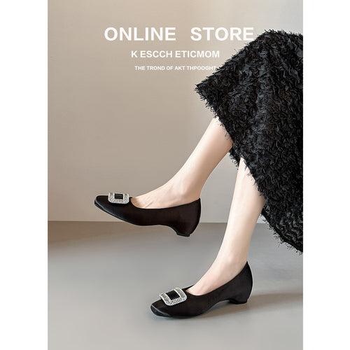 Damen Ballerina-Schuhe mit funkelnder Schnallenverzierung und weichem Obermaterial EB