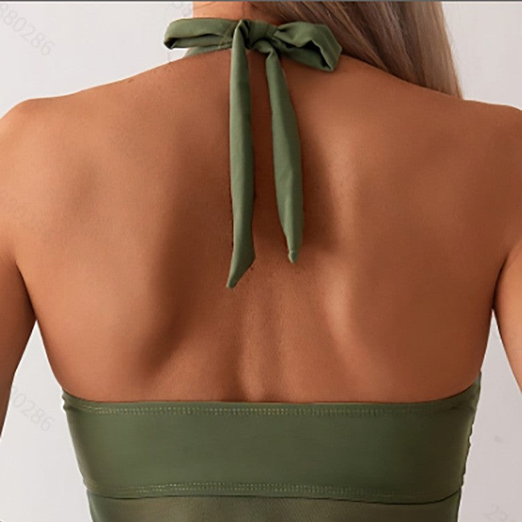 Damen Tankini mit elegantem Wickeldesign und atmungsaktiver Stoffkombination EB