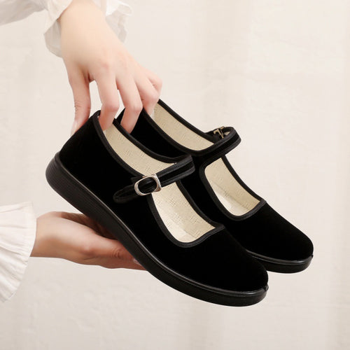 Damen Bequeme Velours-Schuhe EB