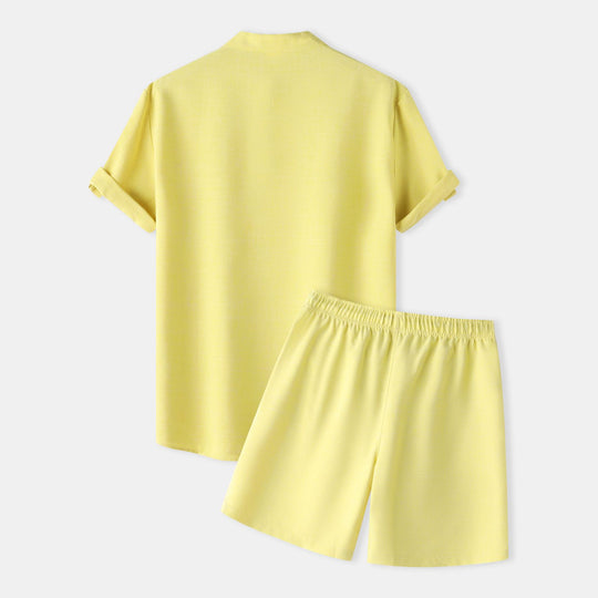 Damen Kurzarm Pyjama-Set aus atmungsaktivem Stoff mit elastischem Bund EB