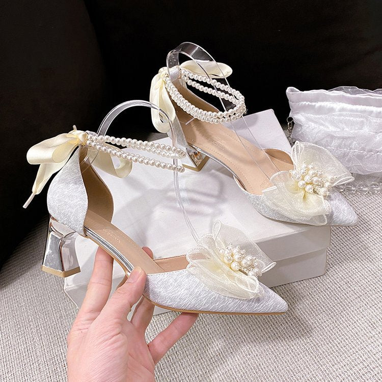Damen elegante Slingback-Pumps mit floralem Schmuckdetail EB