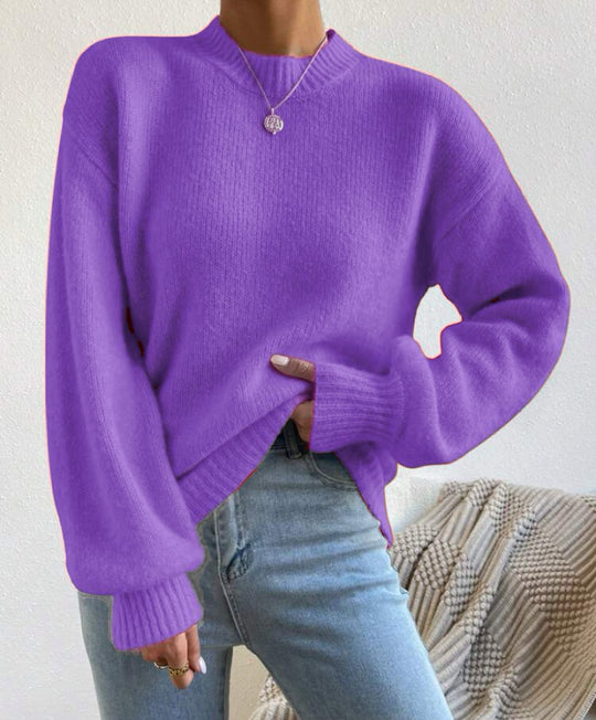 Damen Oversize Feinstrickpullover mit angedeutetem Mohair‑Effekt und verlängerten Rippbündchen EB