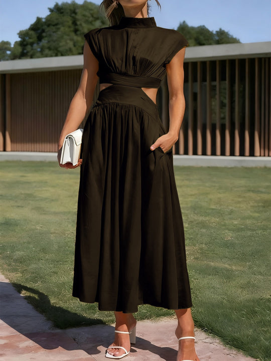 Damen Maxikleid mit elegantem Wickeldesign und raffiniertem Cut-Out EB