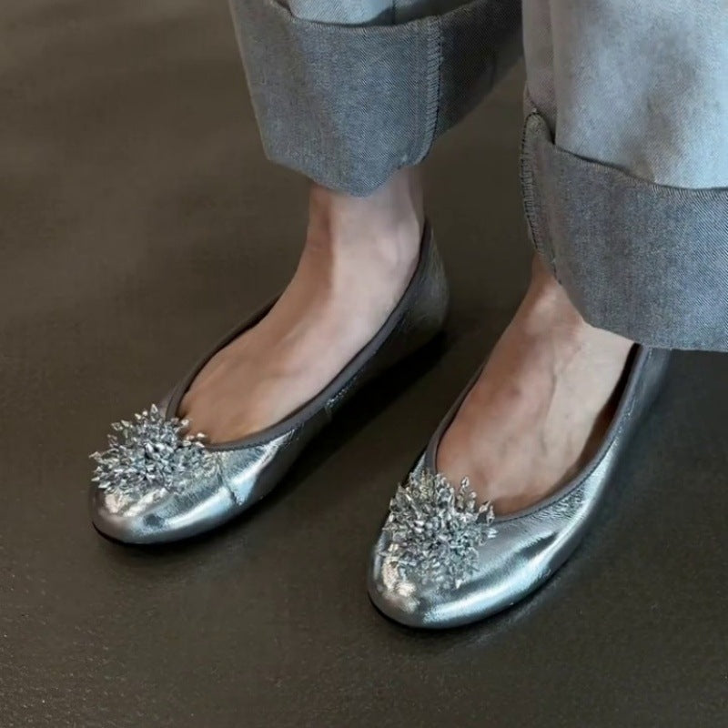 Damen Ballerina mit luxuriösem Blütenakzent EB