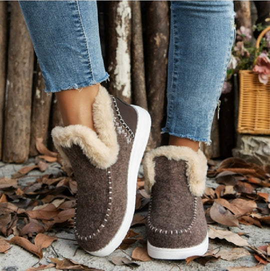 Damen bequeme Fleece-Hausschuhe mit warmem Innenfutter und rutschfester Sohle EB