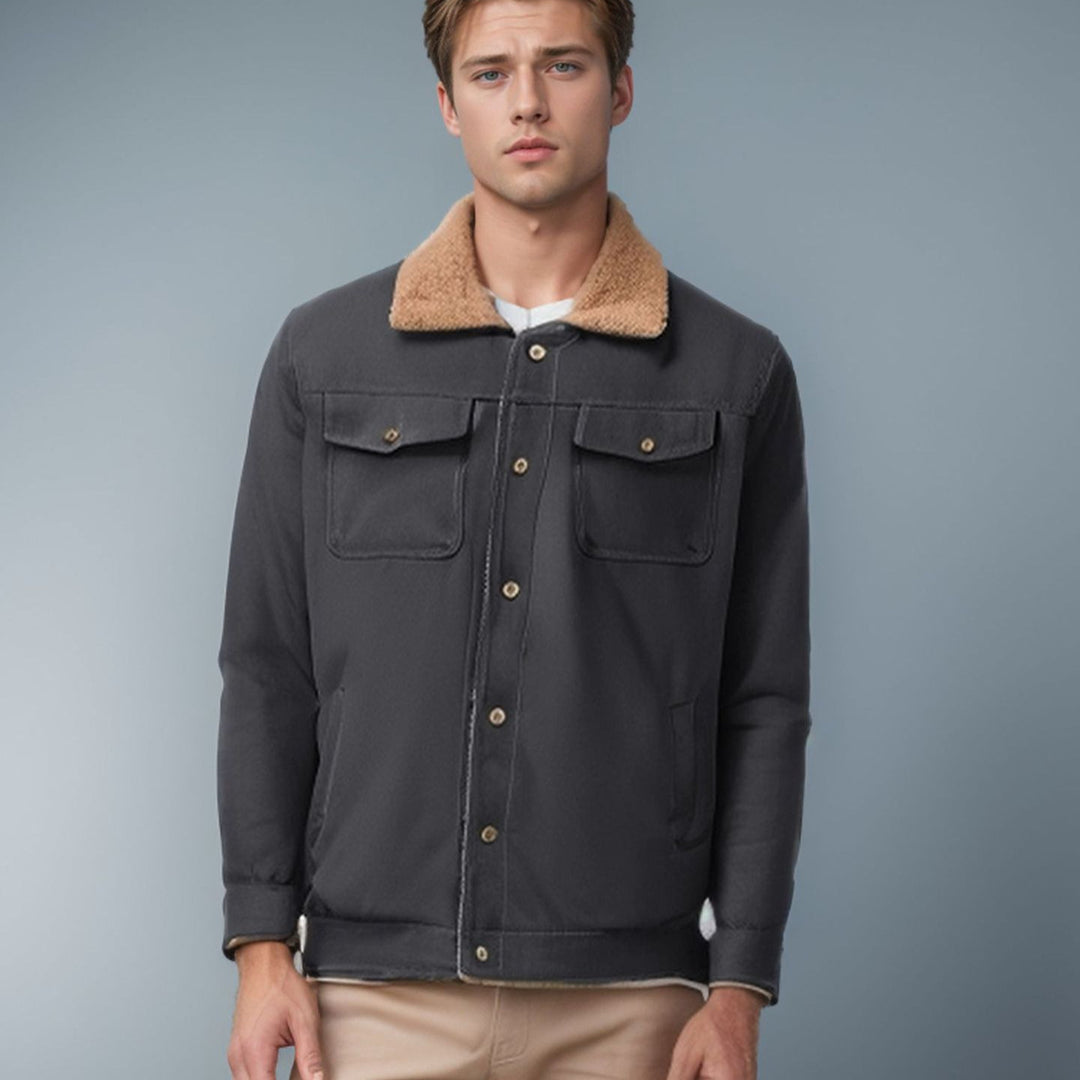Herren robuste Canvasjacke mit Teddy-Kragen EB