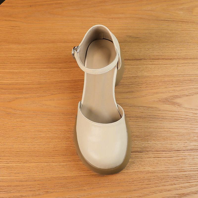 Damen Elegante Plateau Sandalen mit Riemenverschluss und runder Zehenpartie EB