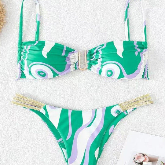 Damen Triangel-Bikini mit elegantem Raffungseffekt und modischen Akzenten EB