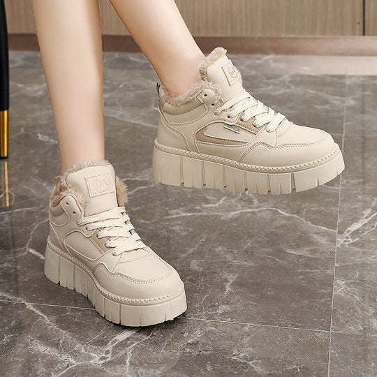 Damen modische High-Top Sneakers mit kuscheligem Innenfutter und sportlichem Design EB