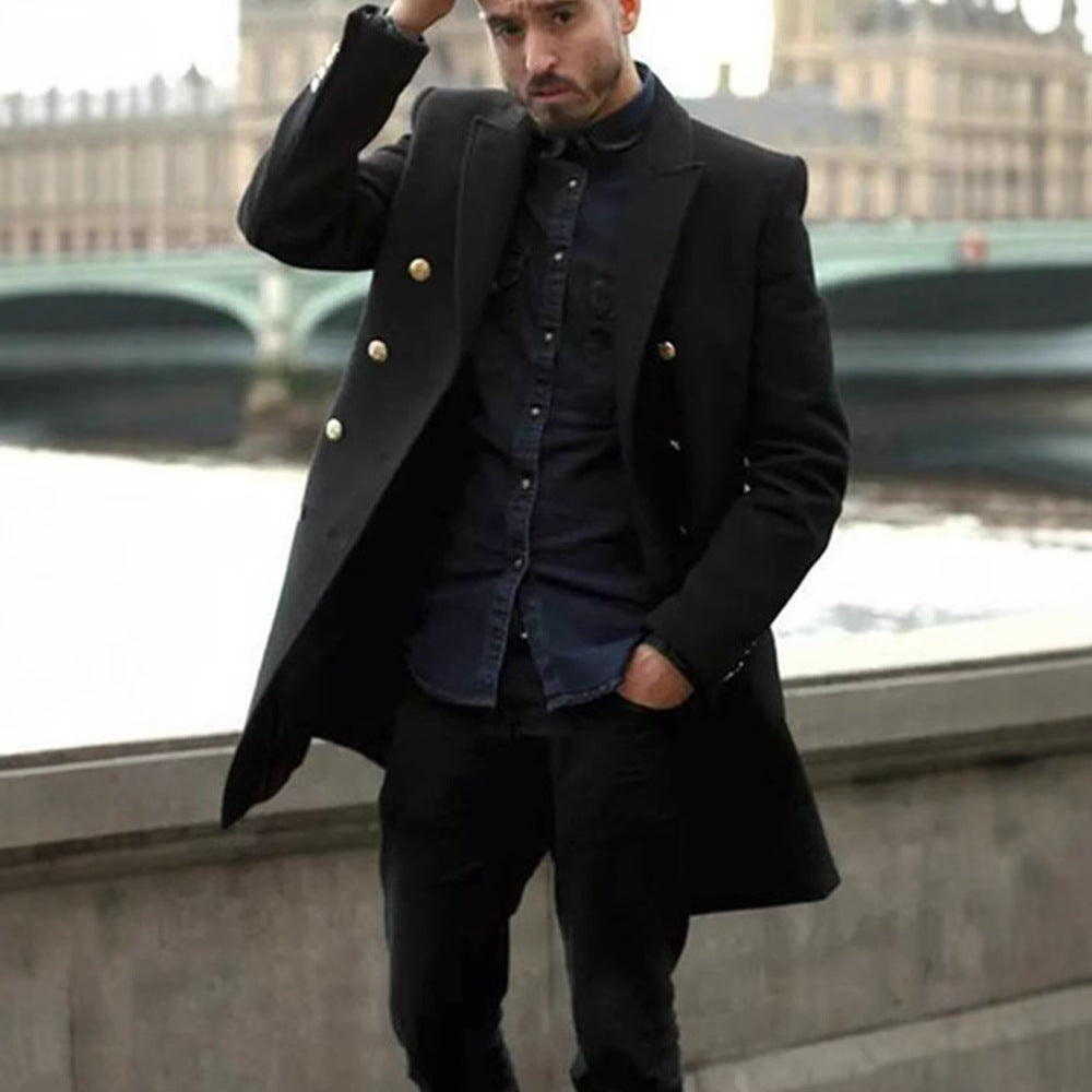 Herren eleganter Doppelreihiger Mantel EB
