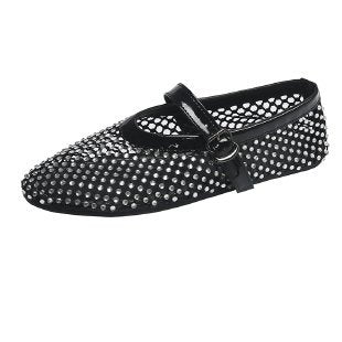 Damen Ballerinas mit strassverzierten Details und Riemchenverschluss EB