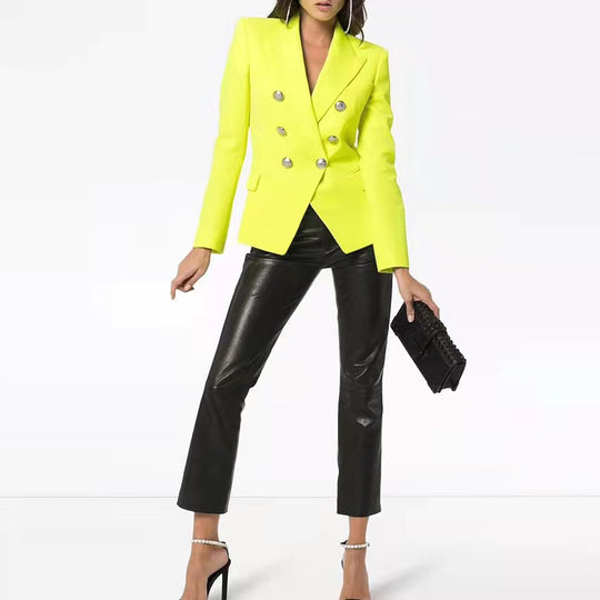 Damen Elegante Doppelreihige Blazerjacke mit goldenen Knöpfen EB