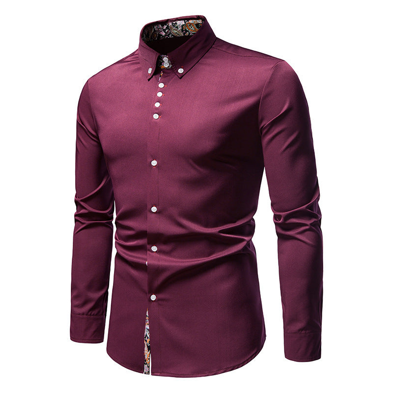 Herren elegantes Langarmhemd mit auffälligem Paisley-Muster EB