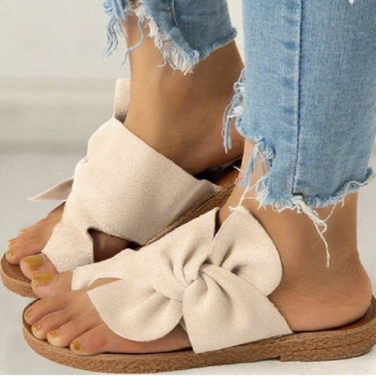 Damen Komfortable Badesandalen mit dekorativem Schleifen-Design EB