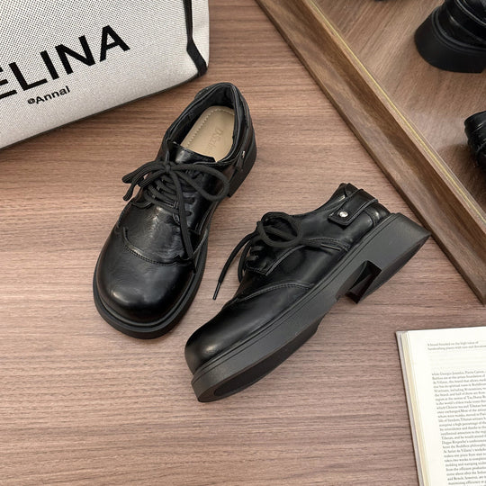 Damen elegante Schnürschuhe mit robustem Absatz und hochwertigem Leder EB