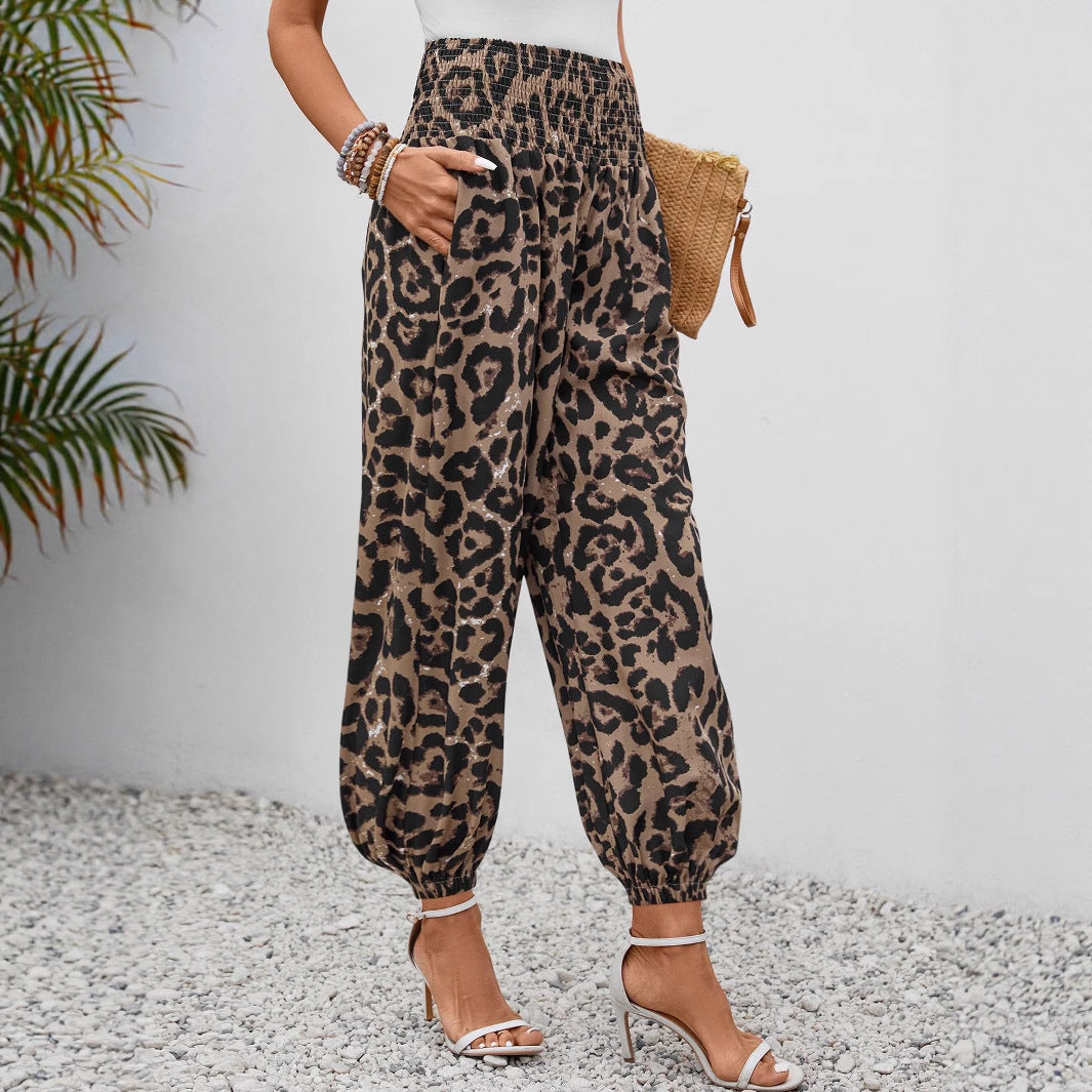 Damen weite Leopardenmuster-Hosen EB