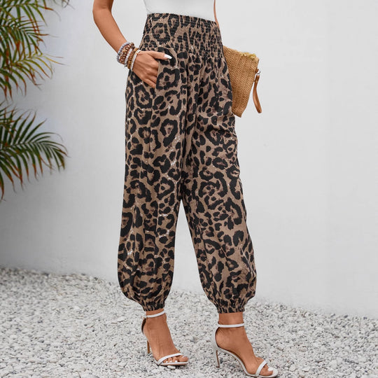 Damen weite Leopardenmuster-Hosen EB