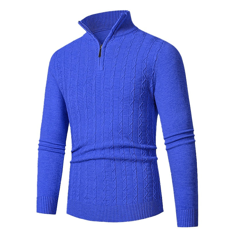 Herren modischer Strickpullover mit hochschließendem Reißverschluss und strukturiertem Design EB