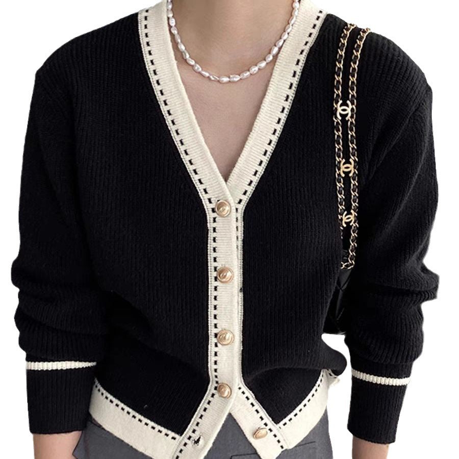 Damen Strickjacke mit kontrastierenden Details EB