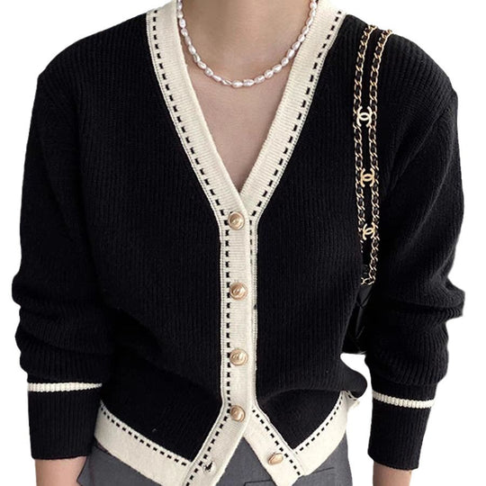 Damen Strickjacke mit kontrastierenden Details EB