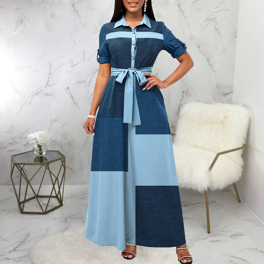 Damen Maxikleid mit tailliertem Schnitt und abnehmbaren Gürtel EB