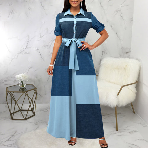 Damen Maxikleid mit tailliertem Schnitt und abnehmbaren Gürtel EB