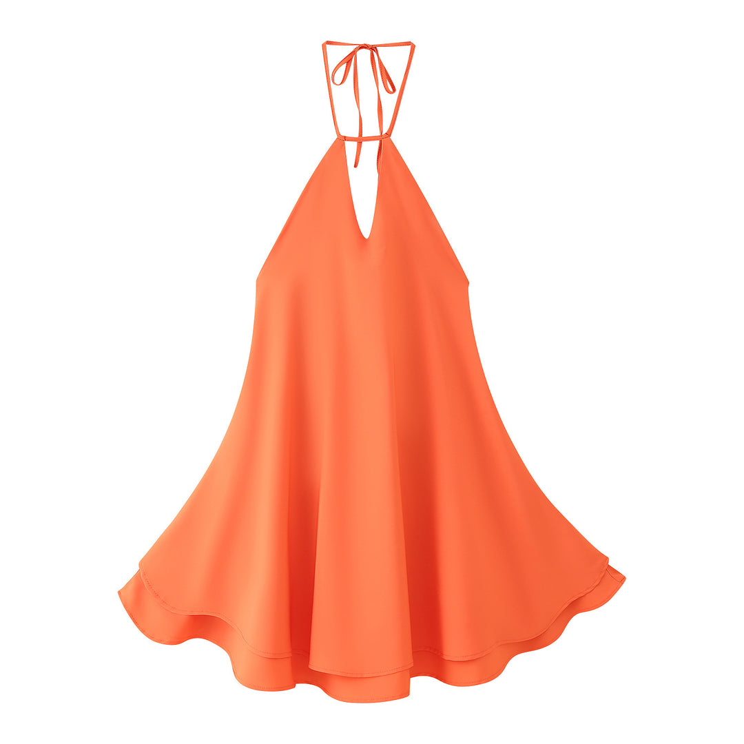 Damen luftiges Chiffonkleid mit tiefem V-Ausschnitt und verstellbaren Trägern EB