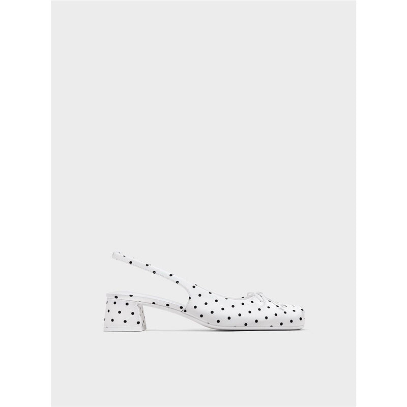 Damen Slingback-Pumps mit verspieltem Punktedesign und niedrigem Absatz EB