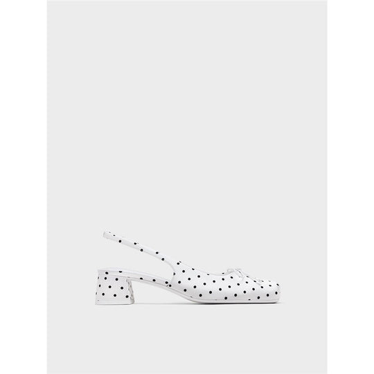 Damen Slingback-Pumps mit verspieltem Punktedesign und niedrigem Absatz EB