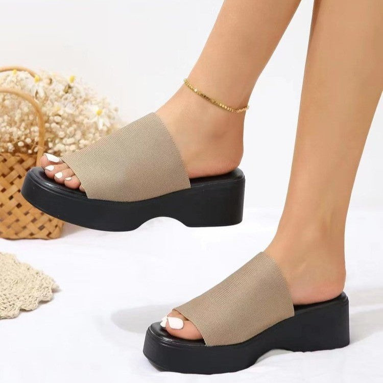 Damen Wedge-Pantoletten mit breitem Riemen und komfortabler Sohle EB