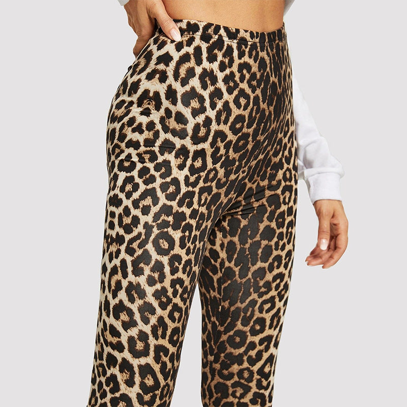 Damen Elegante Leggings im modischen Leopardenmuster EB